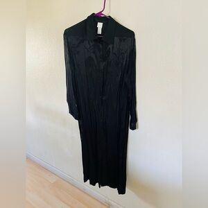 H&M Black Textured Button-Up Shirt Dress